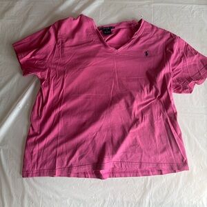 Ralph Lauren Pink V Neck Tee 
Shirt L
